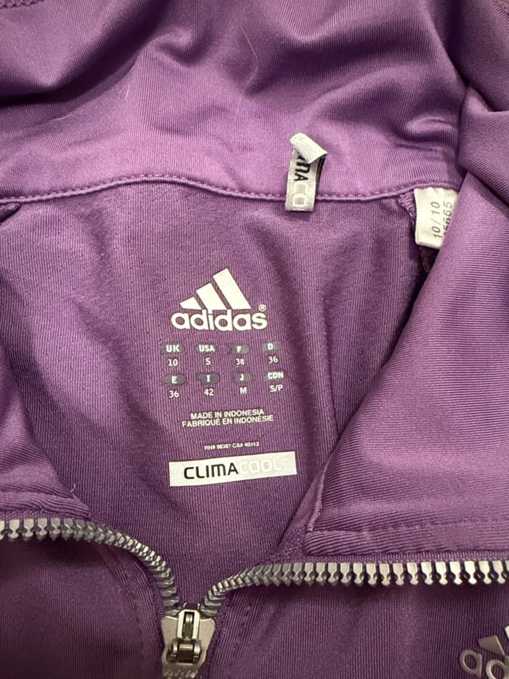 adidas Purple Full-Zip light Jacket with White Stripes - Picture 2 of 2